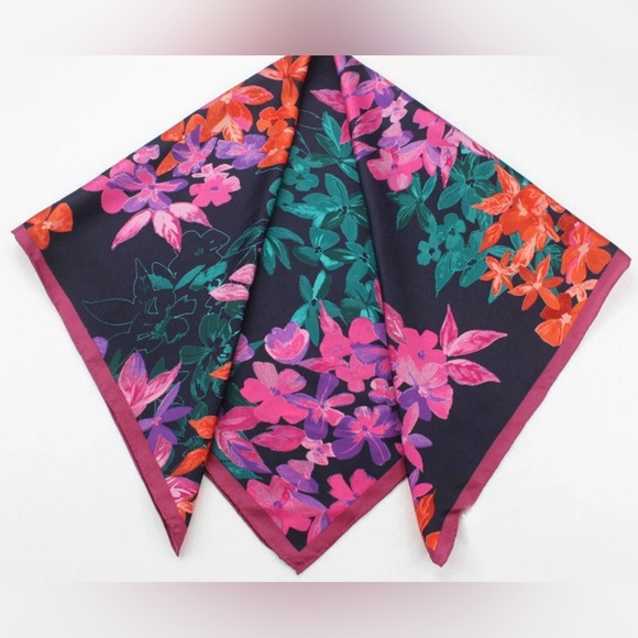 PURE SILK 35” Square Scarf Head Hair Neck Wrap violet , Pink. Shawl - Picture 4 of 9